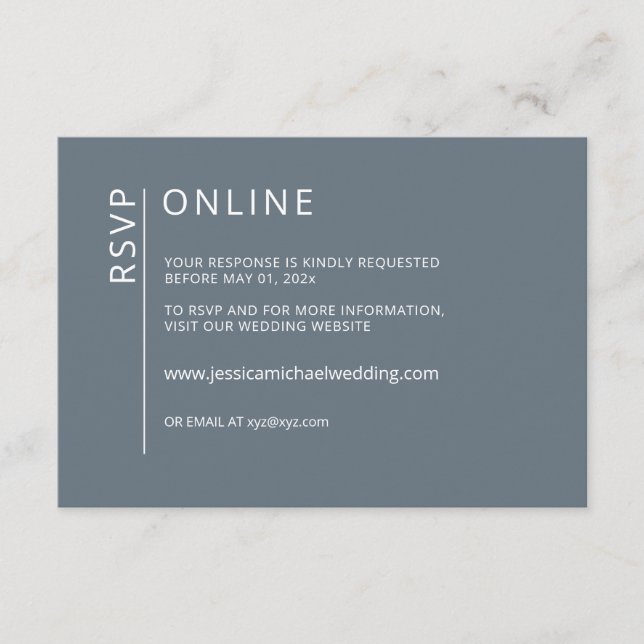 Minimalist Dusty Blue Online RSVP Card (Front)