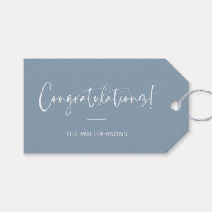 Minimalist Dusty Blue Personalised Congratulations Gift Tags