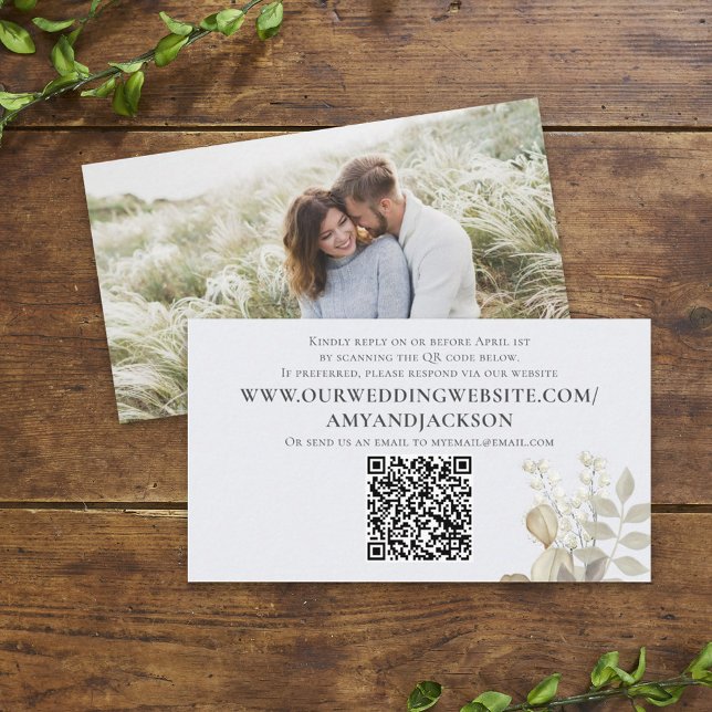 Minimalist Dusty Blue Photo QR Code Website Simple Enclosure Card (Creator Uploaded)