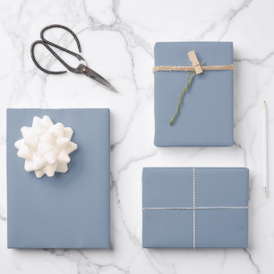 Minimalist Dusty Blue Plain Solid Colour Wrapping Paper Sheet