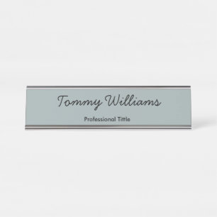 Minimalist Dusty Blue Professional Simple Desk Name Plate