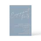 Minimalist Dusty Blue Script Engagement Party