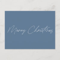 Minimalist Dusty Blue Script Name Merry Christmas