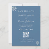 Minimalist Dusty Blue Silver Winter WeddingQR Code