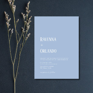 Minimalist Dusty Blue Simple Modern Wedding Invitation