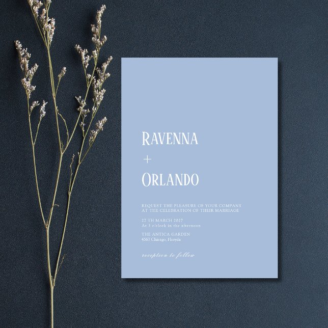 Minimalist Dusty Blue Simple Modern Wedding Invitation (Creator Uploaded)