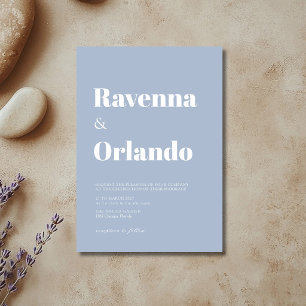 Minimalist Dusty Blue Simple Modern Wedding Invitation