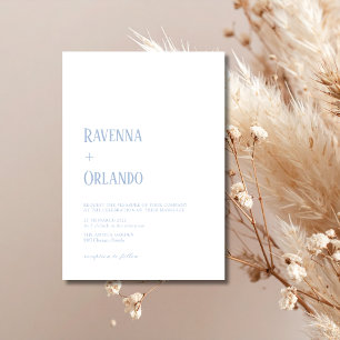 Minimalist Dusty Blue Simple Modern Wedding Invitation