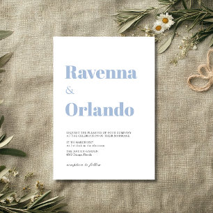 Minimalist Dusty Blue Simple Modern Wedding Invitation