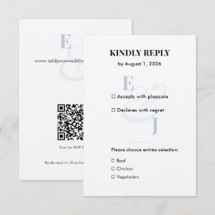 Minimalist Dusty Blue Small RSVP Card   QR Code