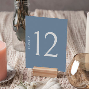 Minimalist Dusty Blue Table Number Wedding Card