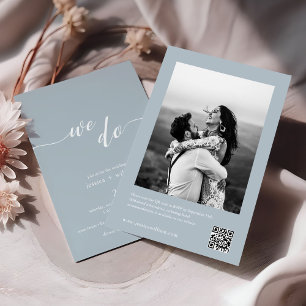 Minimalist Dusty Blue We Do QR Code Photo Wedding Invitation