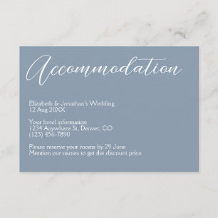 Minimalist Dusty Blue Wedding Accommodation Enclosure Card