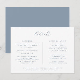 Minimalist Dusty Blue Wedding Details Card