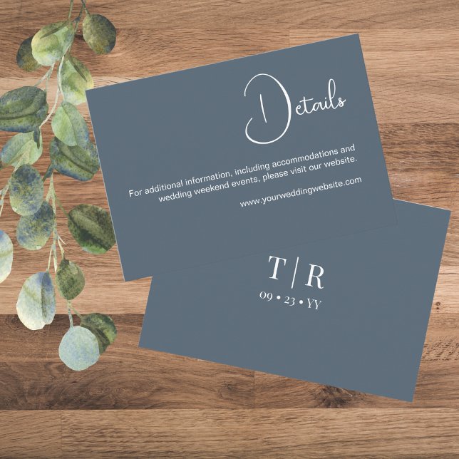 Minimalist Dusty Blue Wedding Details Enclosure Card (Creator Uploaded)