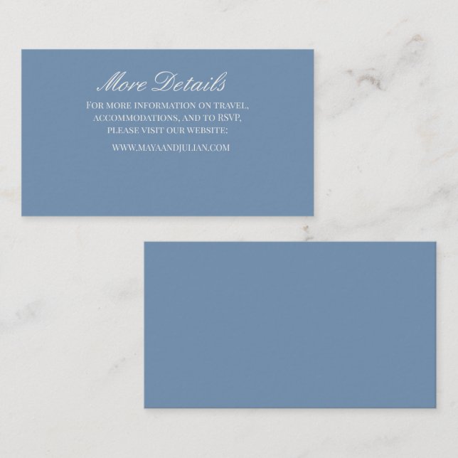 Minimalist Dusty Blue Wedding Enclosure Card (Front/Back)