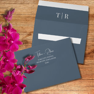 Minimalist Dusty Blue Wedding Envelope