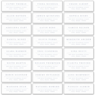 Minimalist dusty blue wedding guest address label