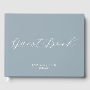 Minimalist dusty blue wedding guest books