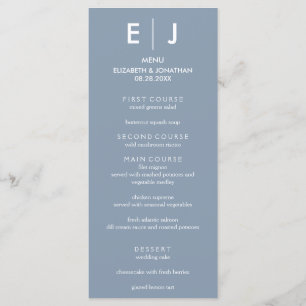 Minimalist Dusty Blue Wedding Menu