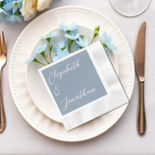 Minimalist Dusty Blue Wedding Napkin