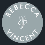 Minimalist Dusty Blue Wedding Personalized Names  Classic Round Sticker<br><div class="desc">These personalized neutral thank you wedding stickers are a beautiful addition to any wedding celebration. These customizable stickers are designed to add a personal touch to your wedding favors or thank you gifts. They come in various shapes and sizes. These stickers can also be used to label items like invitations,...</div>