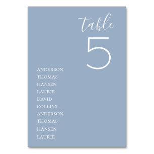 Minimalist Dusty Blue Wedding Table Number