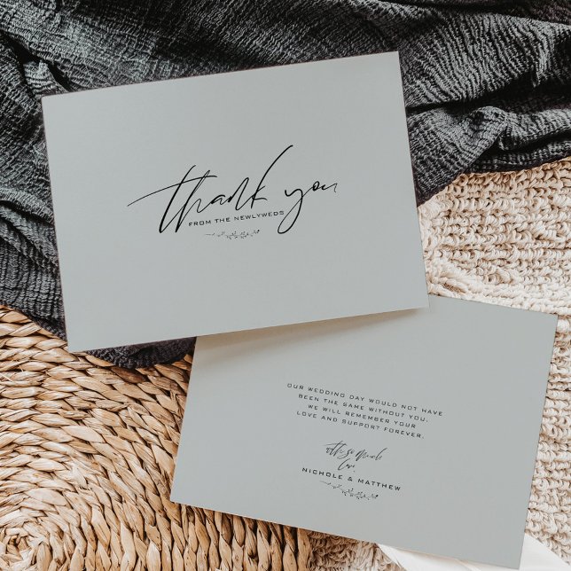 Minimalist Dusty Blue Wedding Thank You Card (Creator Uploaded)