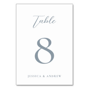 Minimalist dusty blue & White Simple Wedding Table Number