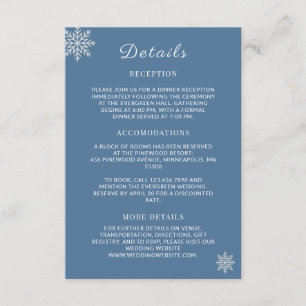 Minimalist Dusty Blue White Winter Wedding Detail Enclosure Card