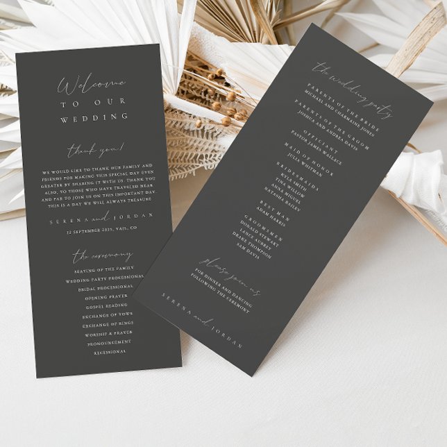 Minimalist Dusty Grey Wedding Ceremony Program (Creator Uploaded)