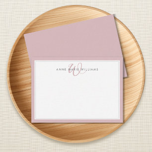 Minimalist Dusty Lilac Two Border Monogram Card