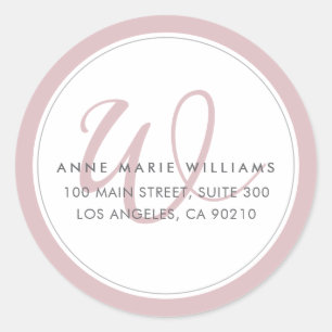 Minimalist Dusty Lilac Two Border Monogram Classic Round Sticker