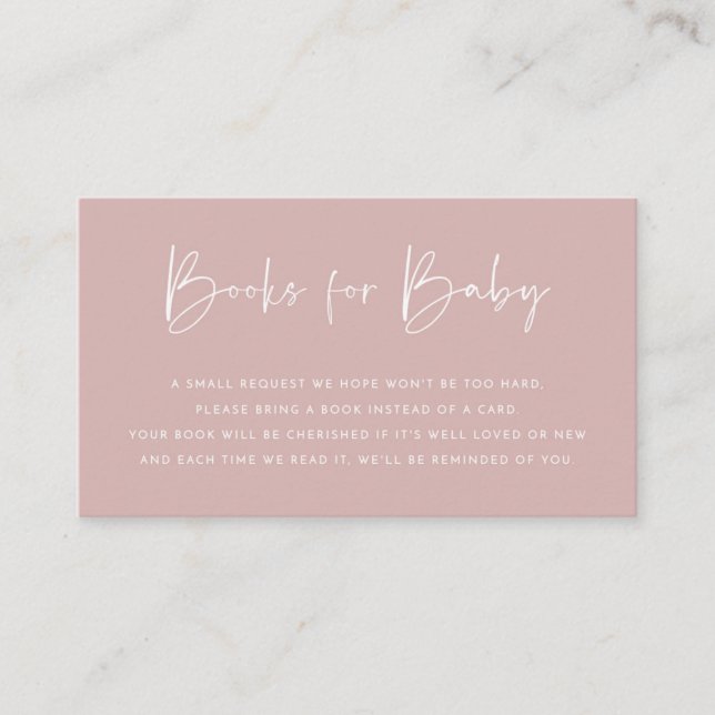 Minimalist Dusty Pink Books For Baby Card (Front)