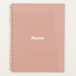 Minimalist dusty pink custom text year monogram planner<br><div class="desc">Minimalist dusty pink custom text year monogram simple modern elegant chic personalised agenda,  Planner.
Fully customisable white text,  or you can just delete it,  on dusty pink solid colour background.
You can customise it with your name,  monogram,  initials,  year,  or custom text.</div>