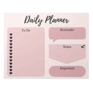 Minimalist Dusty Pink Heart Daily Planner Notepad