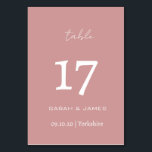 Minimalist Dusty Pink Script Wedding Custom  Table Number<br><div class="desc">Elegant Dusty Pink with white font Script Personalised Table Number Card</div>