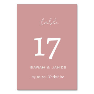 Minimalist Dusty Pink Script Wedding Custom  Table Number