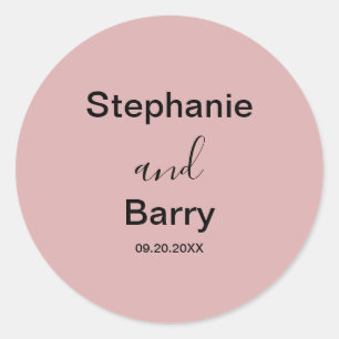 Minimalist Dusty Pink Wedding Classic Round Sticker