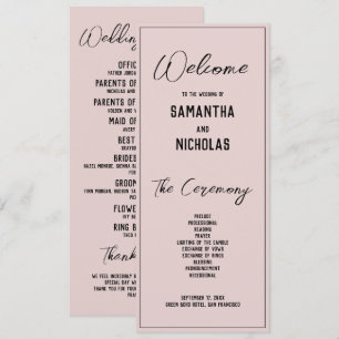 Minimalist Dusty Pink Wedding Program