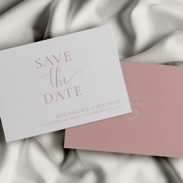 Minimalist Dusty Pink Wedding Save The Date Card (Creator Uploaded)