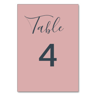 Minimalist Dusty Pink Wedding Table Number