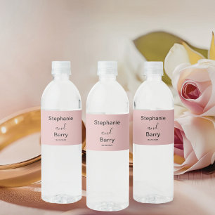 Minimalist Dusty Pink Wedding Water Bottle Label