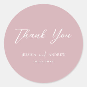 Minimalist Dusty Pink & White Simple Wedding Classic Round Sticker