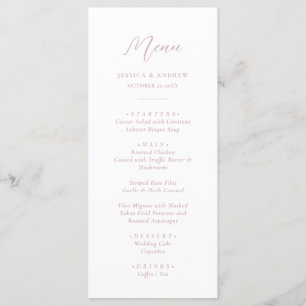 Minimalist Dusty Pink & White Simple Wedding Menu