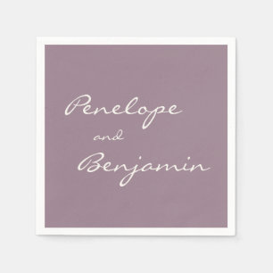 Minimalist Dusty Purple Plum Script Wedding Custom Napkin