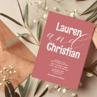 Minimalist Dusty Red Modern Scripture Wedding