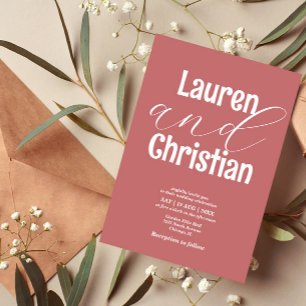 Minimalist Dusty Red Modern Scripture Wedding Invitation