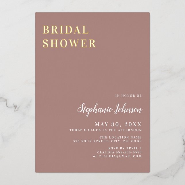 Minimalist Dusty Rose and White Bridal Shower  (Front)