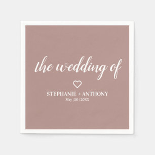 Minimalist Dusty Rose and White Wedding Napkin